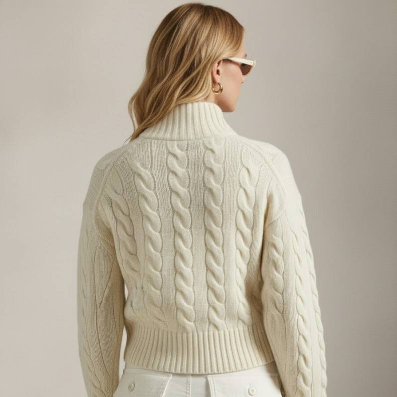 Cable Wool-Cashmere Half-Zip Sweater